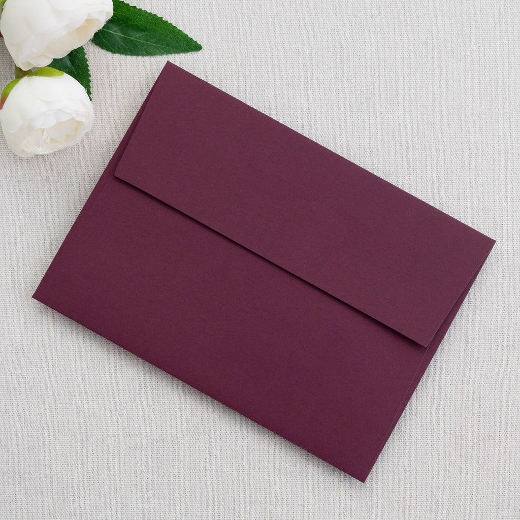 PONATIA 50 Pieces 5x7 Burgundy Envelopes, A7 Envelopes Self Seal for Weddings, Invitation Cards