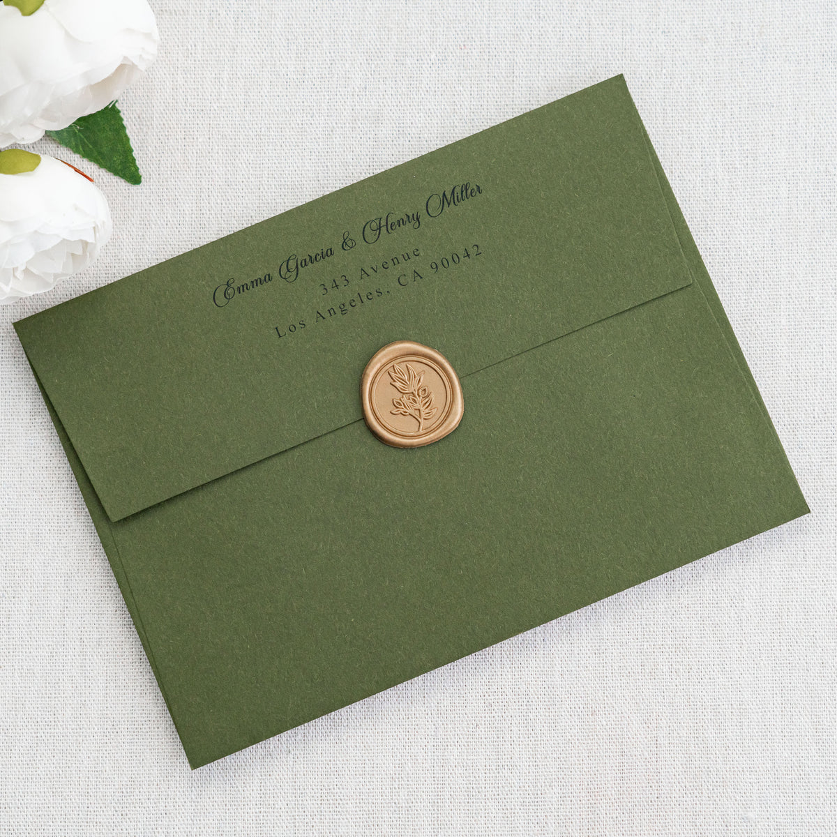 PONATIA 50 Pieces 5x7 Olive Green Envelopes, A7 Envelopes Self Seal for Weddings, Invitation Cards