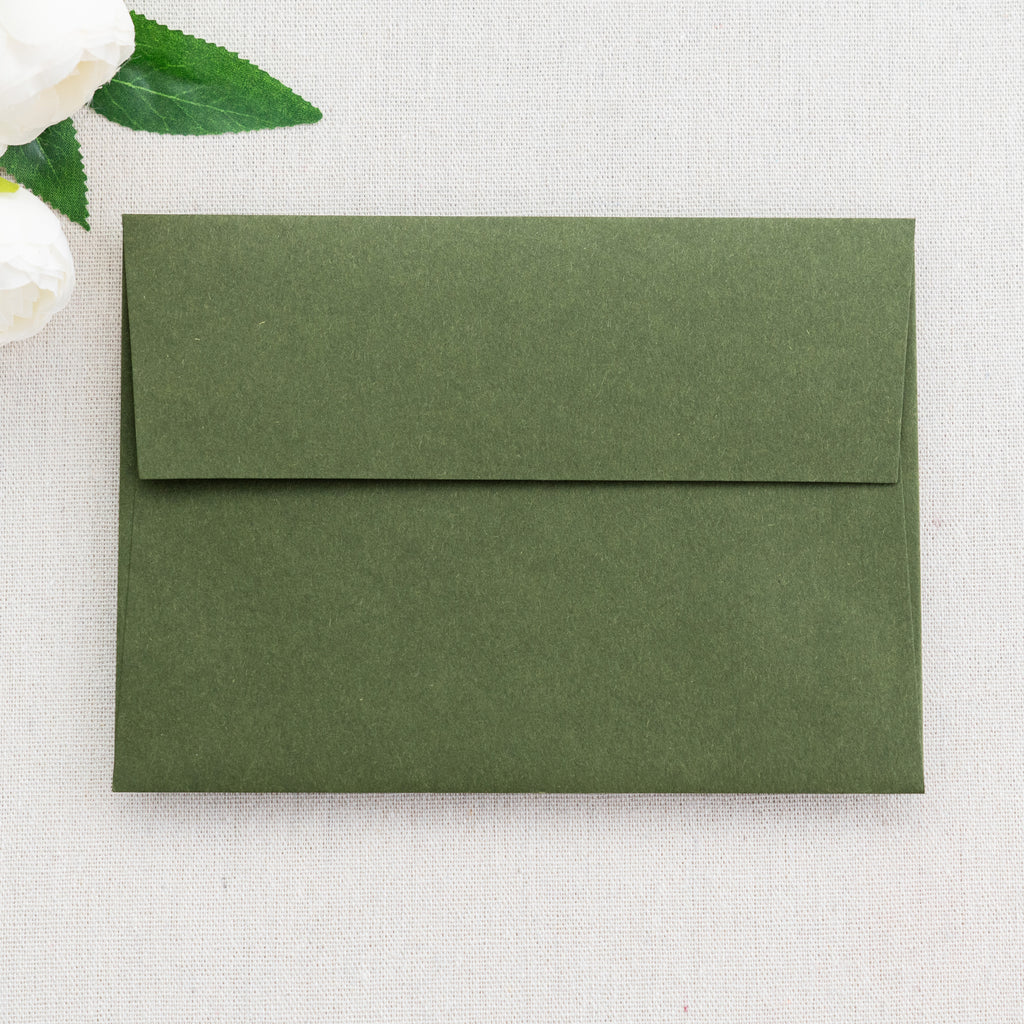 PONATIA 50 Pieces 5x7 Olive Green Envelopes, A7 Envelopes Self Seal for Weddings, Invitation Cards