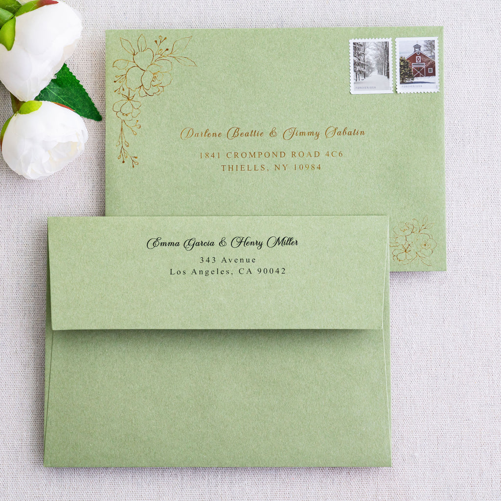 PONATIA 50 Pieces 5x7 Sage Green Envelopes, A7 Envelopes Self Seal for Weddings, Invitation Cards
