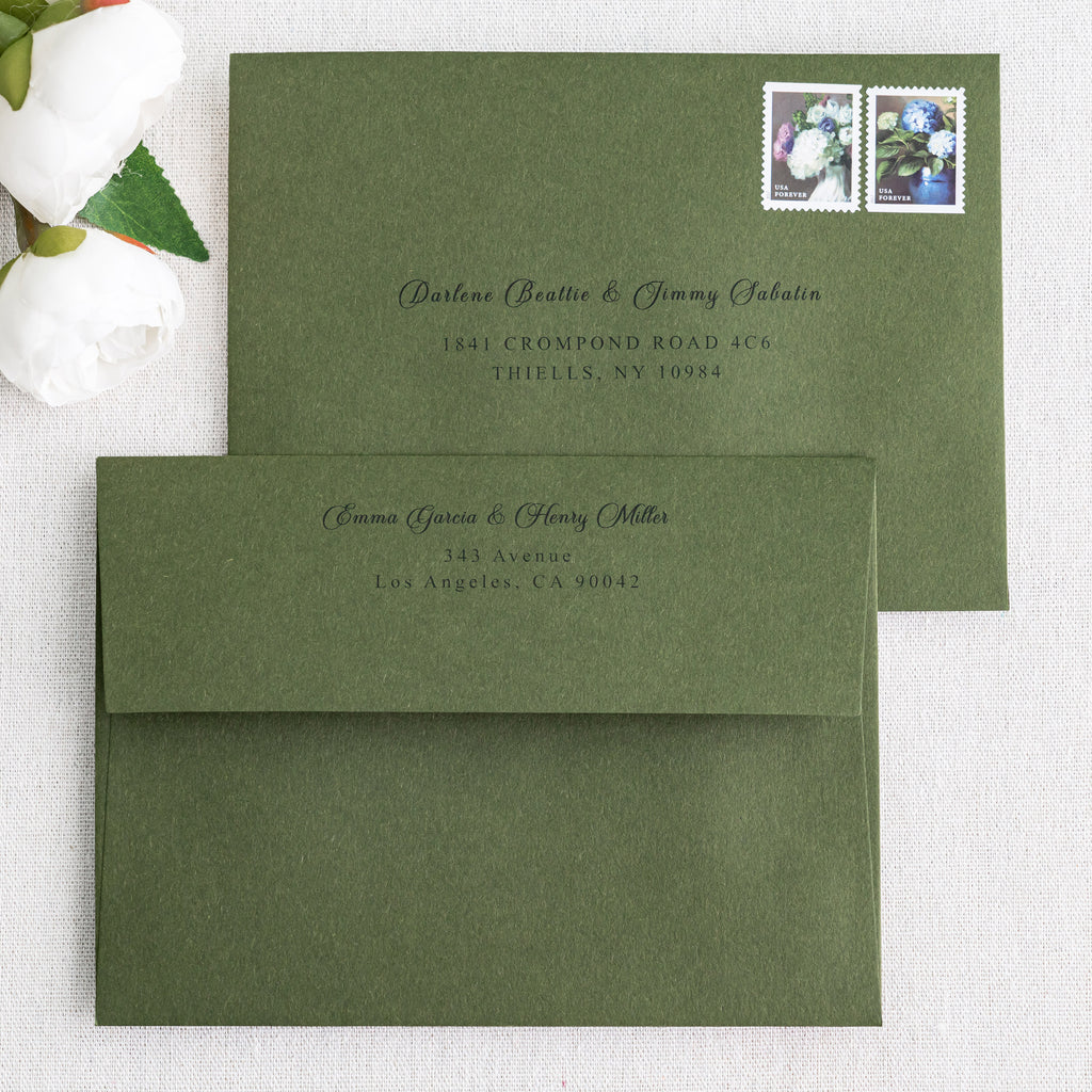 PONATIA 50 Pieces 5x7 Olive Green Envelopes, A7 Envelopes Self Seal for Weddings, Invitation Cards