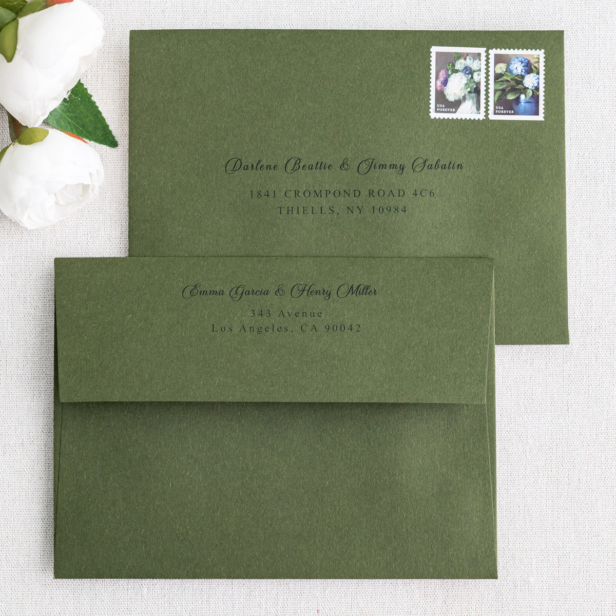 PONATIA 50 Pieces 5x7 Olive Green Envelopes, A7 Envelopes Self Seal for Weddings, Invitation Cards