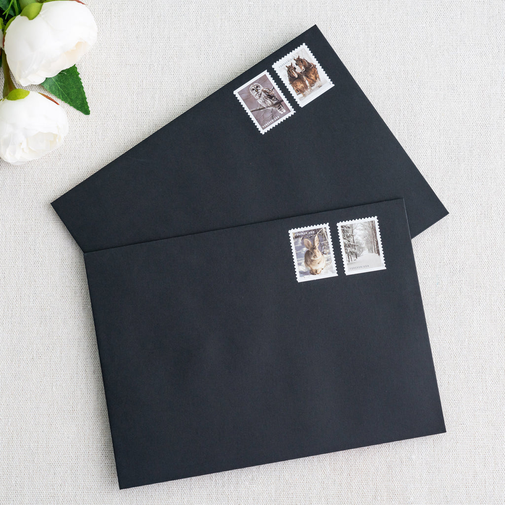 PONATIA 50 Pieces 5x7 Black Envelopes, A7 Envelopes Self Seal for Weddings, Invitation Cards