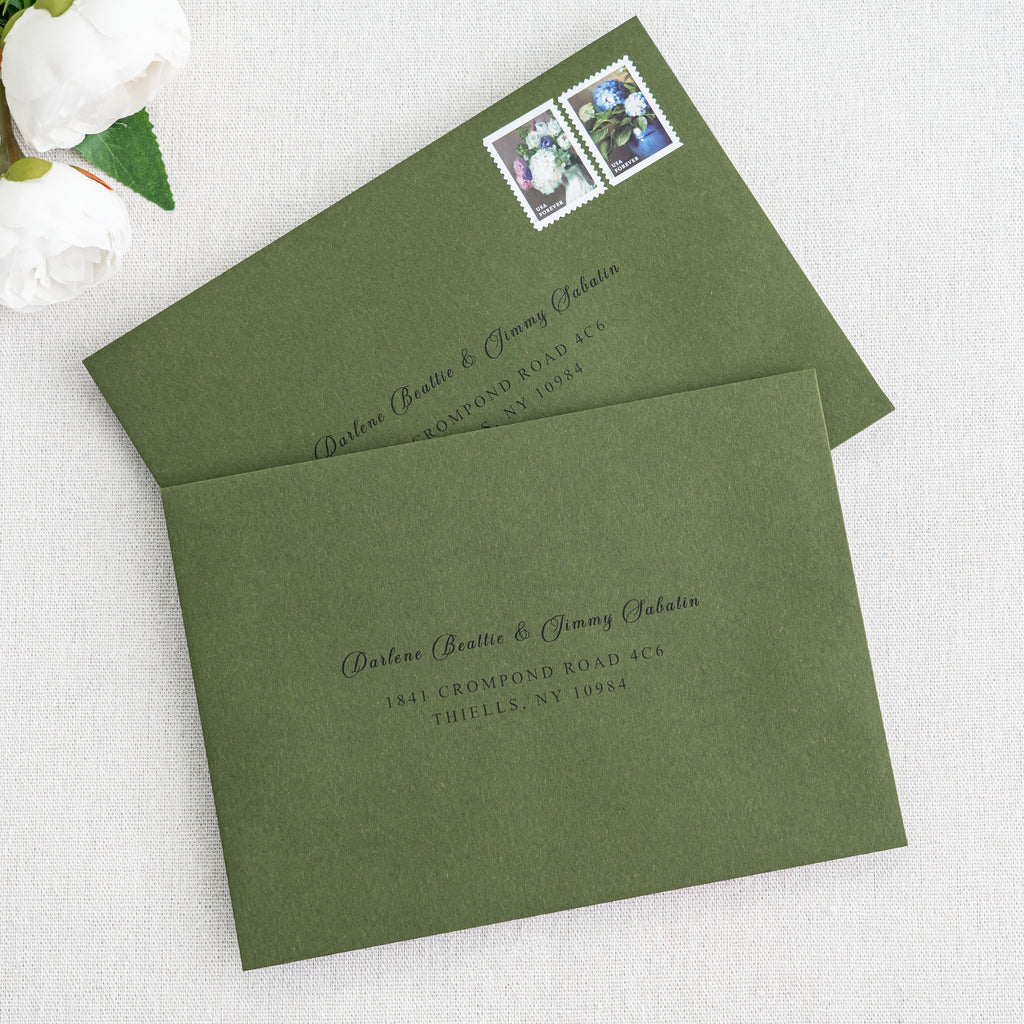 PONATIA 50 Pieces 5x7 Olive Green Envelopes, A7 Envelopes Self Seal for Weddings, Invitation Cards
