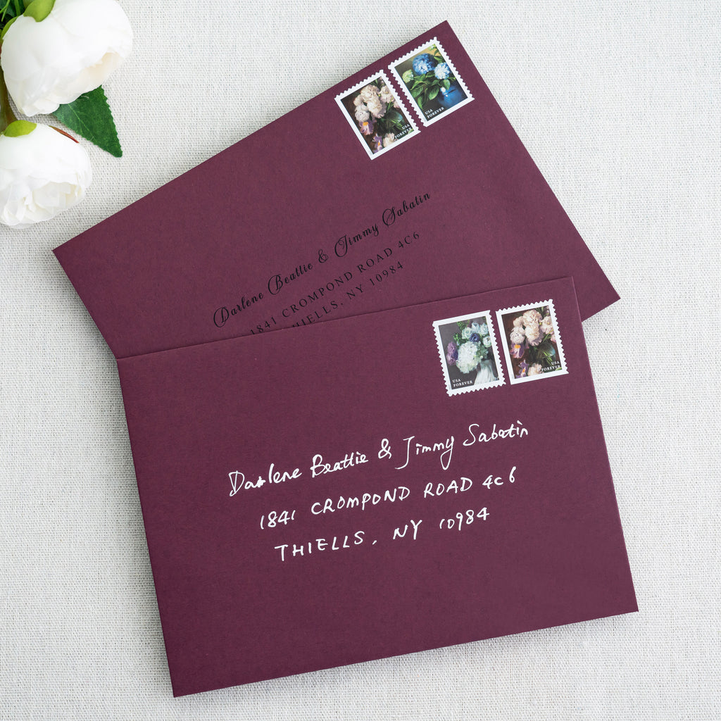 PONATIA 50 Pieces 5x7 Burgundy Envelopes, A7 Envelopes Self Seal for Weddings, Invitation Cards
