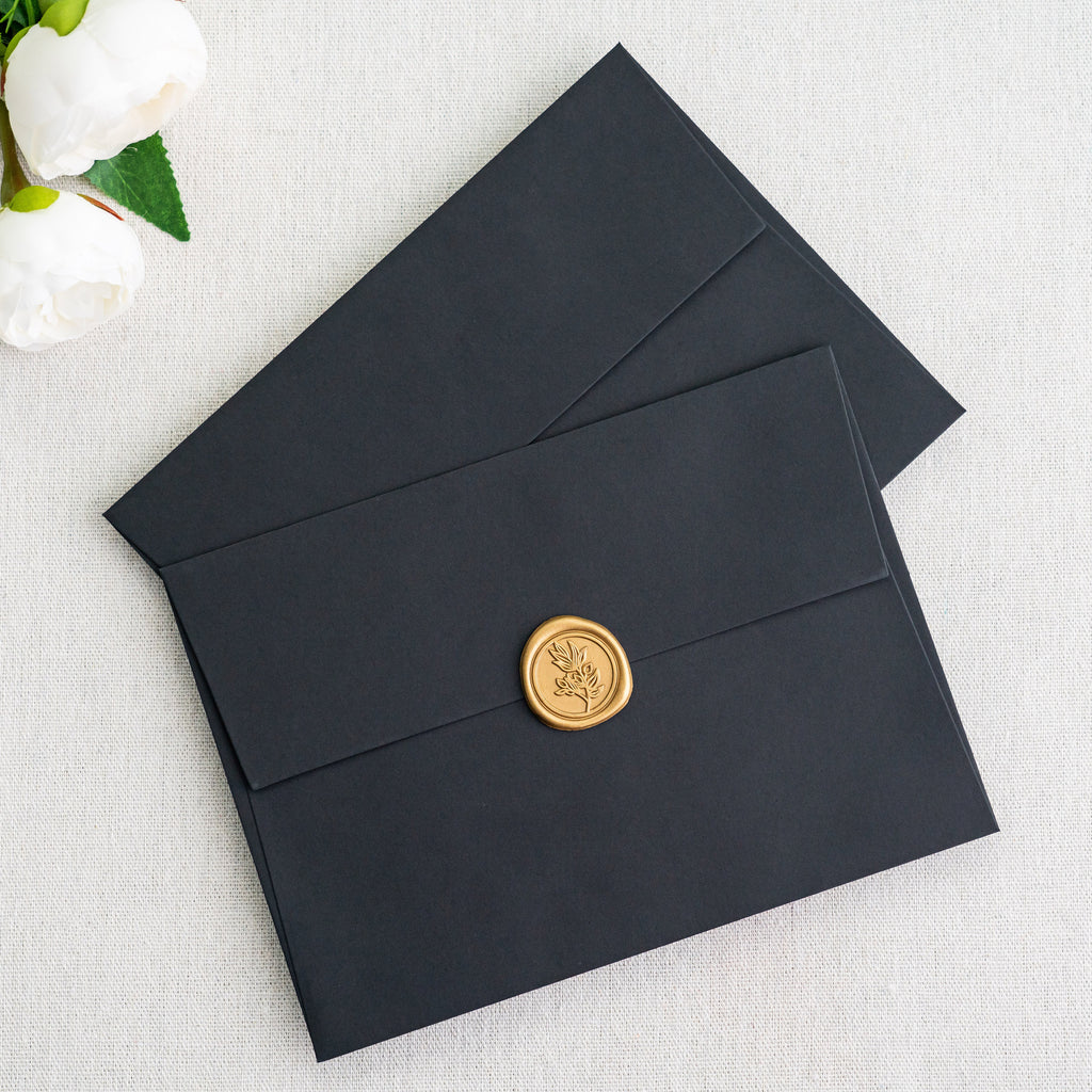 PONATIA 50 Pieces 5x7 Black Envelopes, A7 Envelopes Self Seal for Weddings, Invitation Cards