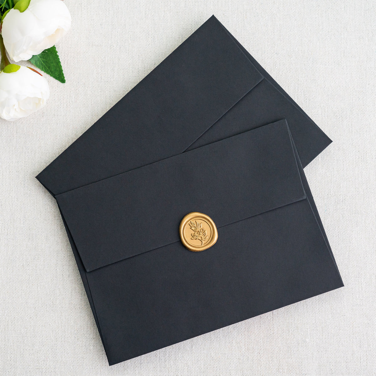 PONATIA 50 Pieces 5x7 Black Envelopes, A7 Envelopes Self Seal for Weddings, Invitation Cards