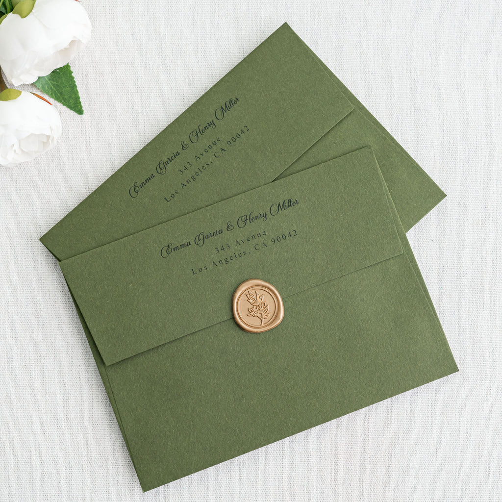 PONATIA 50 Pieces 5x7 Olive Green Envelopes, A7 Envelopes Self Seal for Weddings, Invitation Cards