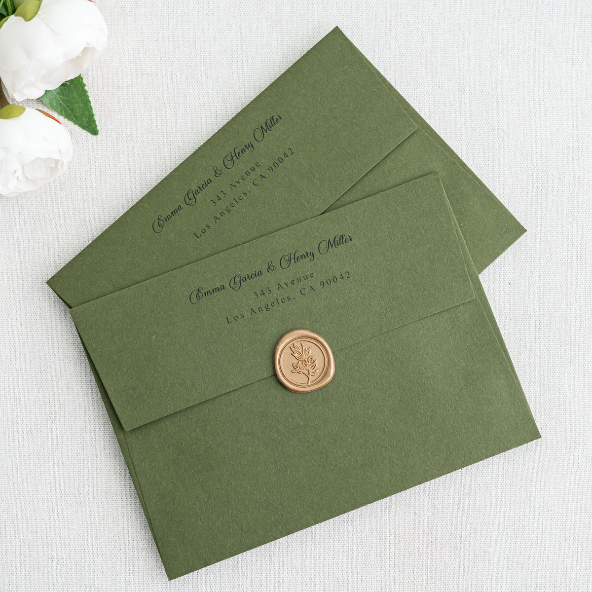 PONATIA 50 Pieces 5x7 Olive Green Envelopes, A7 Envelopes Self Seal for Weddings, Invitation Cards