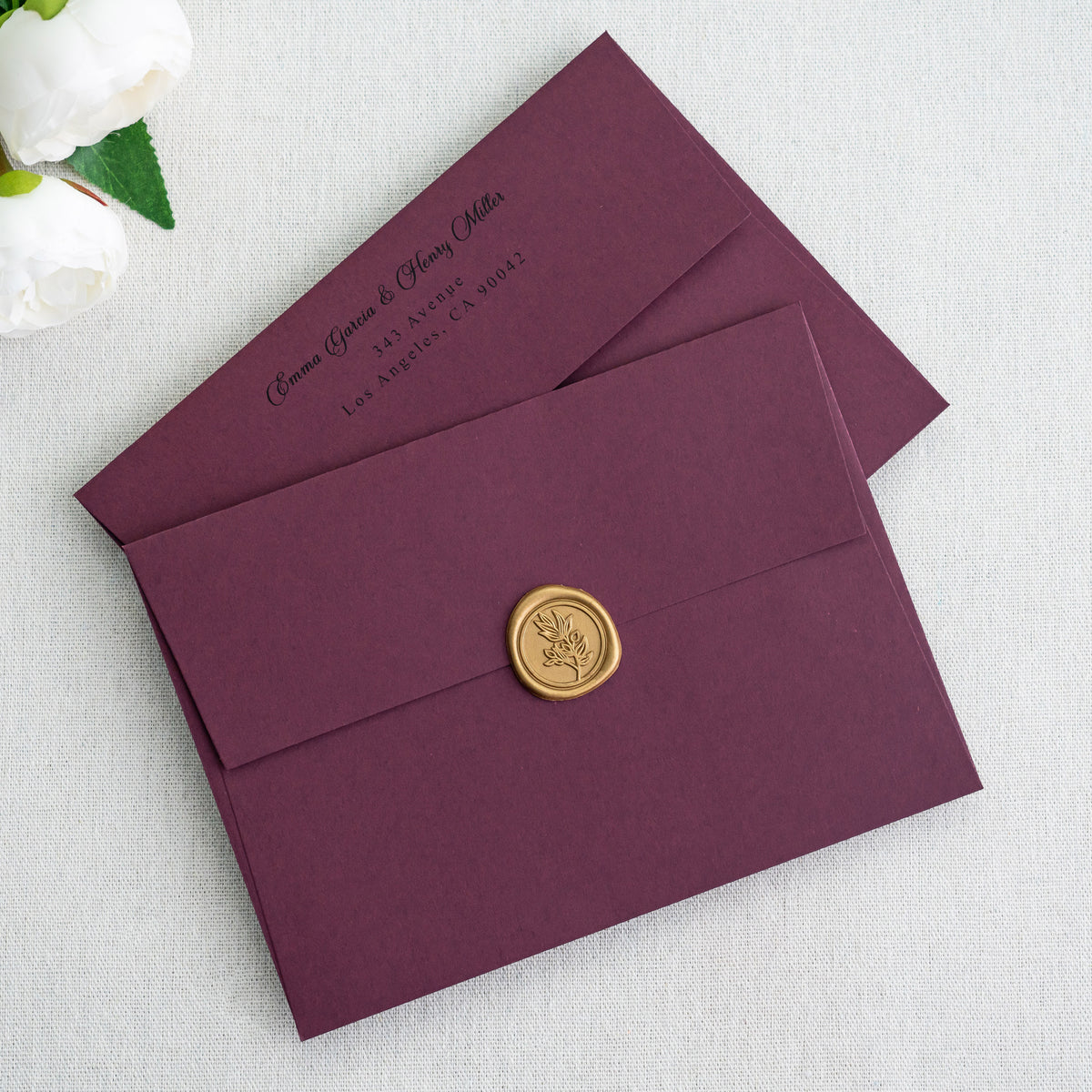 PONATIA 50 Pieces 5x7 Burgundy Envelopes, A7 Envelopes Self Seal for Weddings, Invitation Cards
