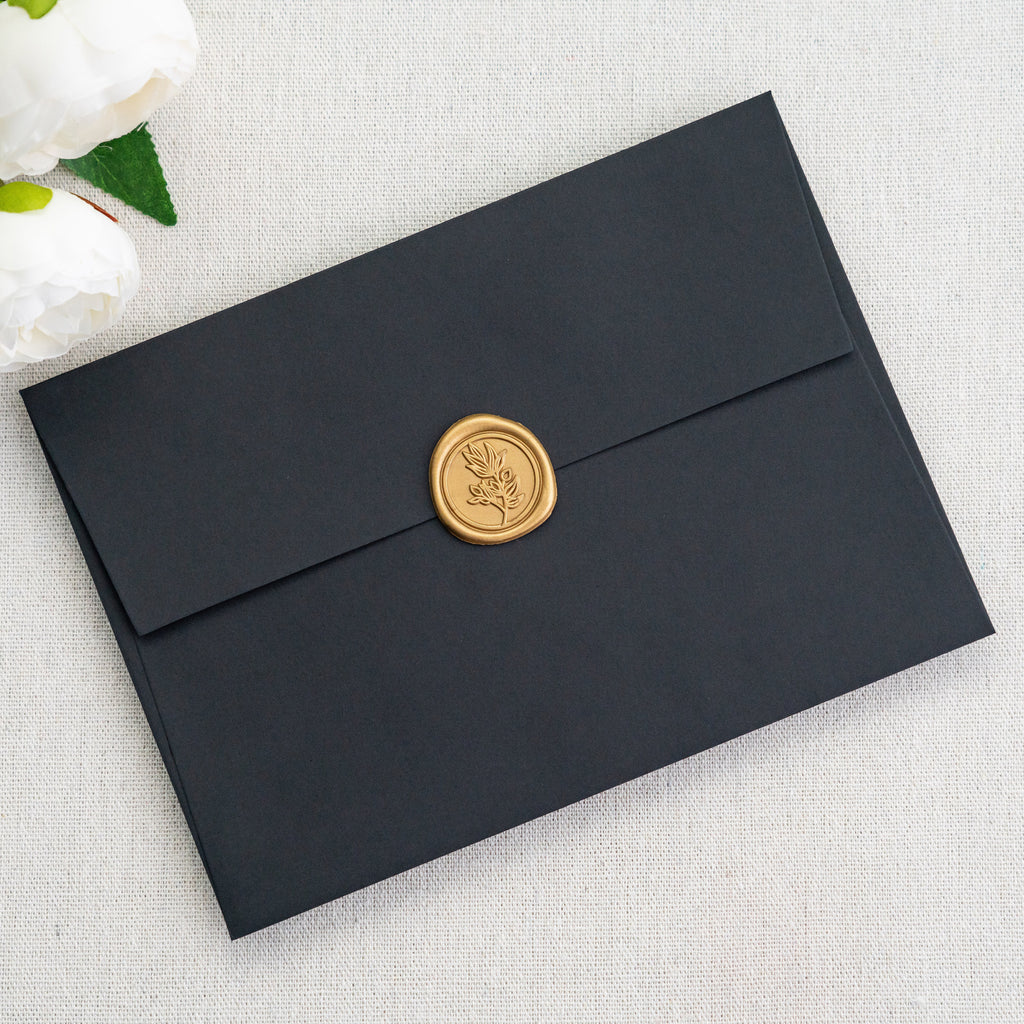PONATIA 50 Pieces 5x7 Black Envelopes, A7 Envelopes Self Seal for Weddings, Invitation Cards