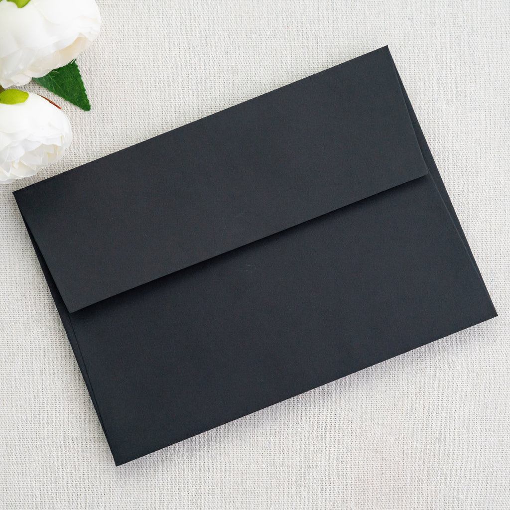PONATIA 50 Pieces 5x7 Black Envelopes, A7 Envelopes Self Seal for Weddings, Invitation Cards