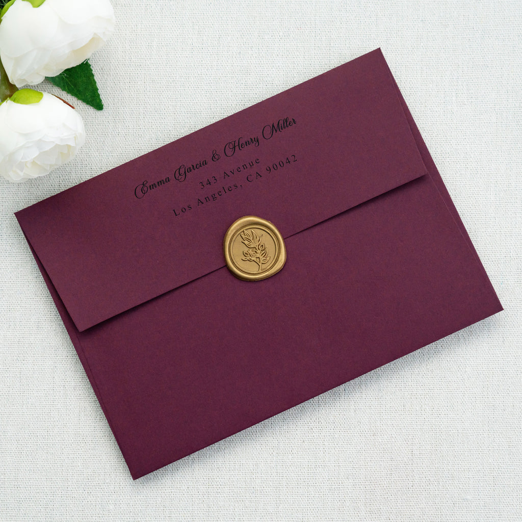 PONATIA 50 Pieces 5x7 Burgundy Envelopes, A7 Envelopes Self Seal for Weddings, Invitation Cards