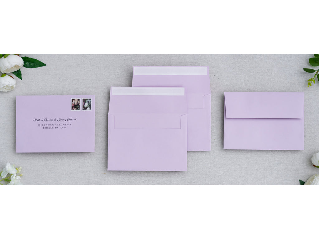 PONATIA 50 Pieces 5x7 Lilac Envelopes, A7 Envelopes Self Seal for Weddings, Invitation Cards
