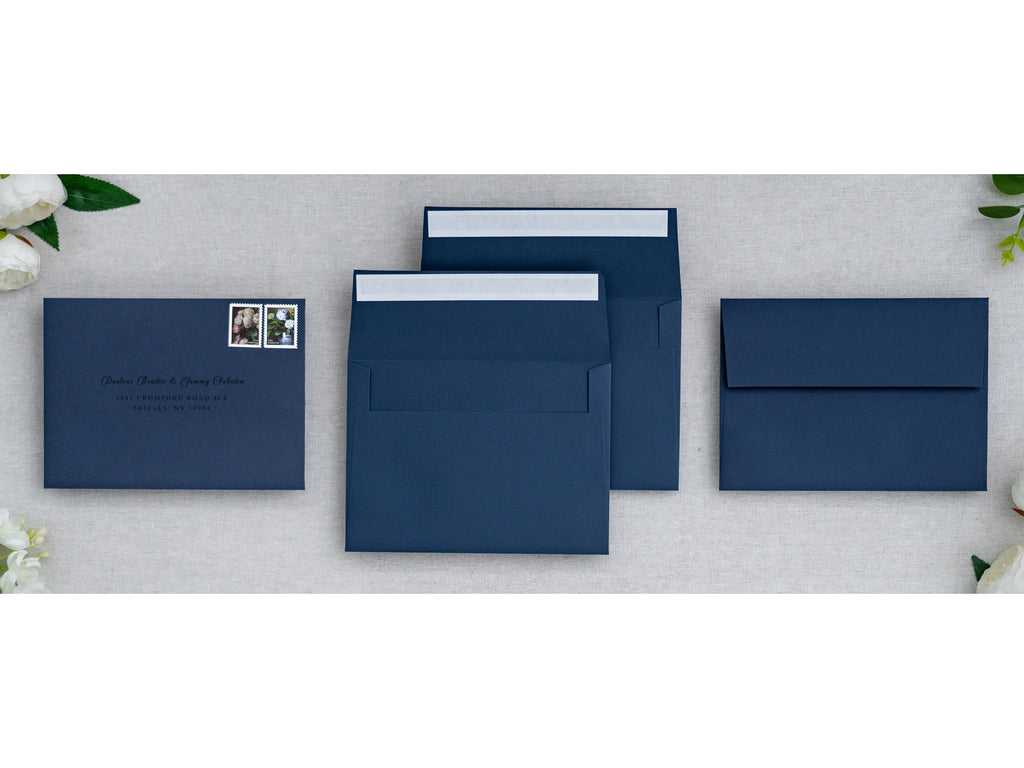 PONATIA 50 Pieces 5x7 Navy Blue Envelopes, A7 Envelopes Self Seal for Weddings, Invitation Cards
