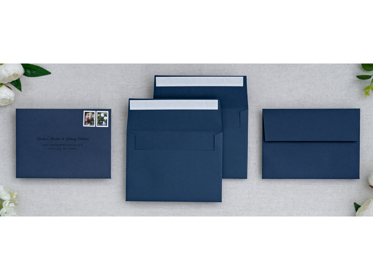PONATIA 50 Pieces 5x7 Navy Blue Envelopes, A7 Envelopes Self Seal for Weddings, Invitation Cards