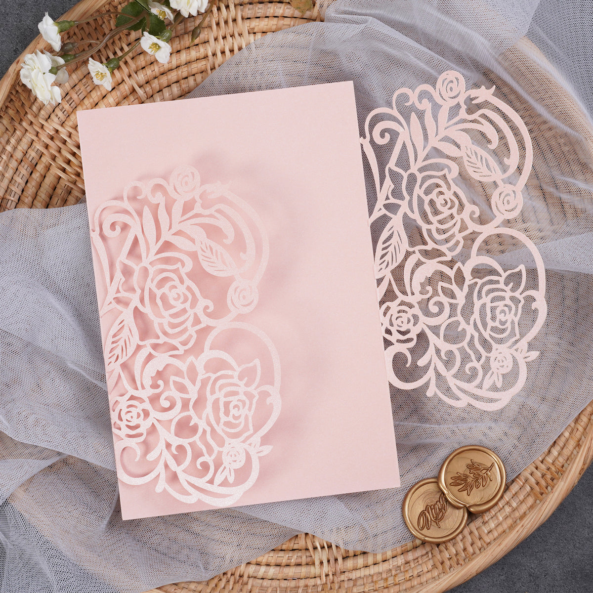 PONATIA Fabulous Asymmetrical Rose Design Laser Cut Pockets Series WPL0177