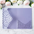 PONATIA  20PCS Lilac Laser Cut Wedding Invitations Pockets