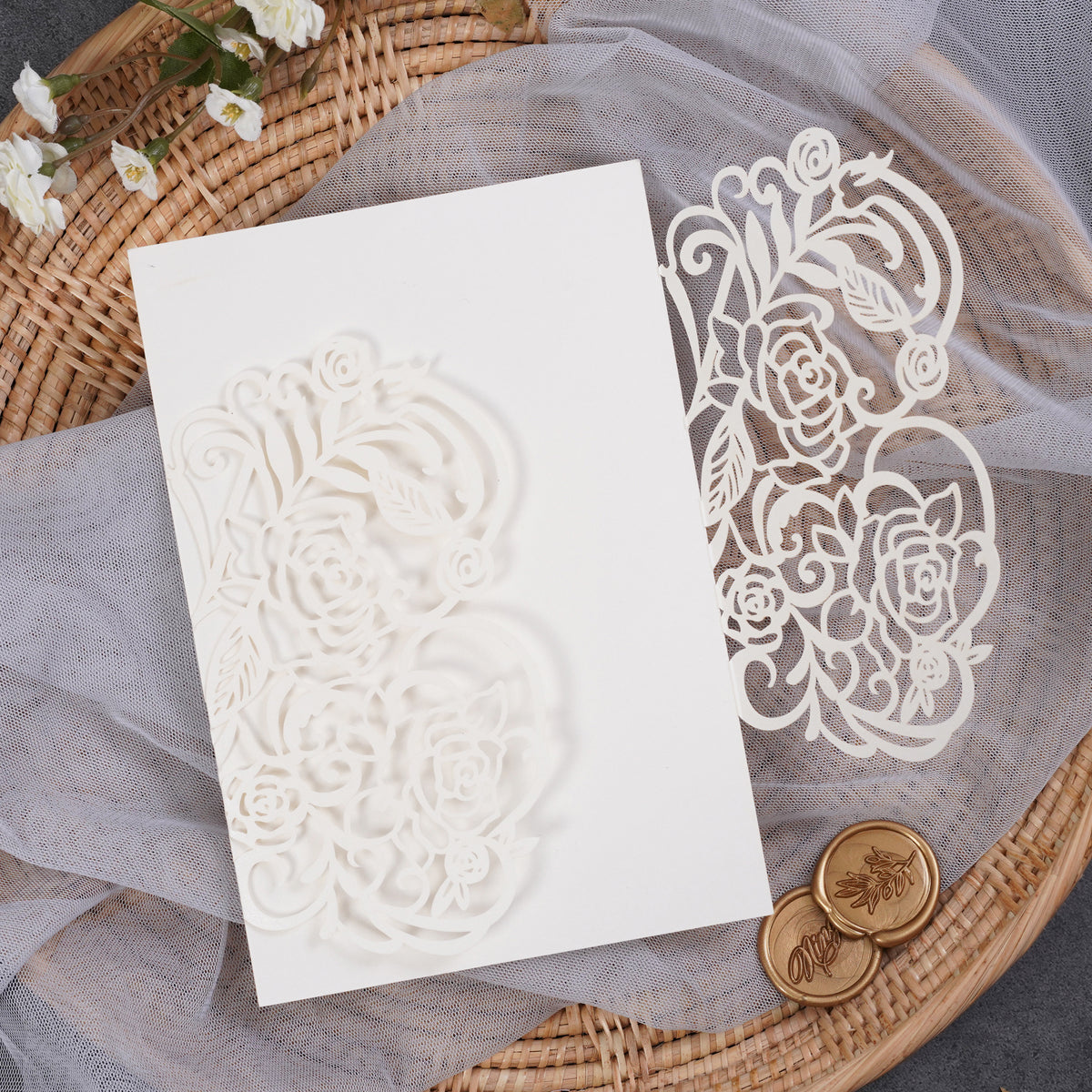 PONATIA Fabulous Asymmetrical Rose Design Laser Cut Pockets Series WPL0177