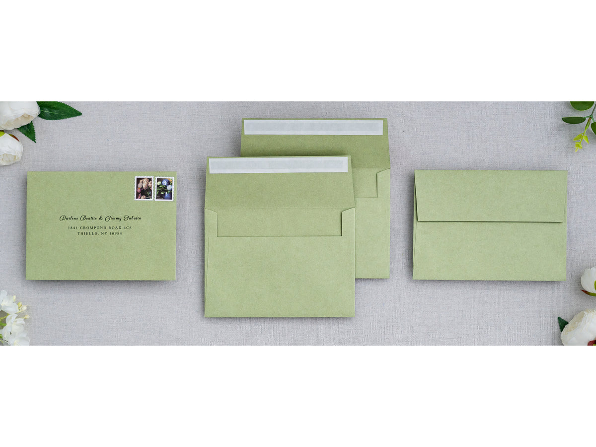 PONATIA 50 Pieces 5x7 Sage Green Envelopes, A7 Envelopes Self Seal for Weddings, Invitation Cards