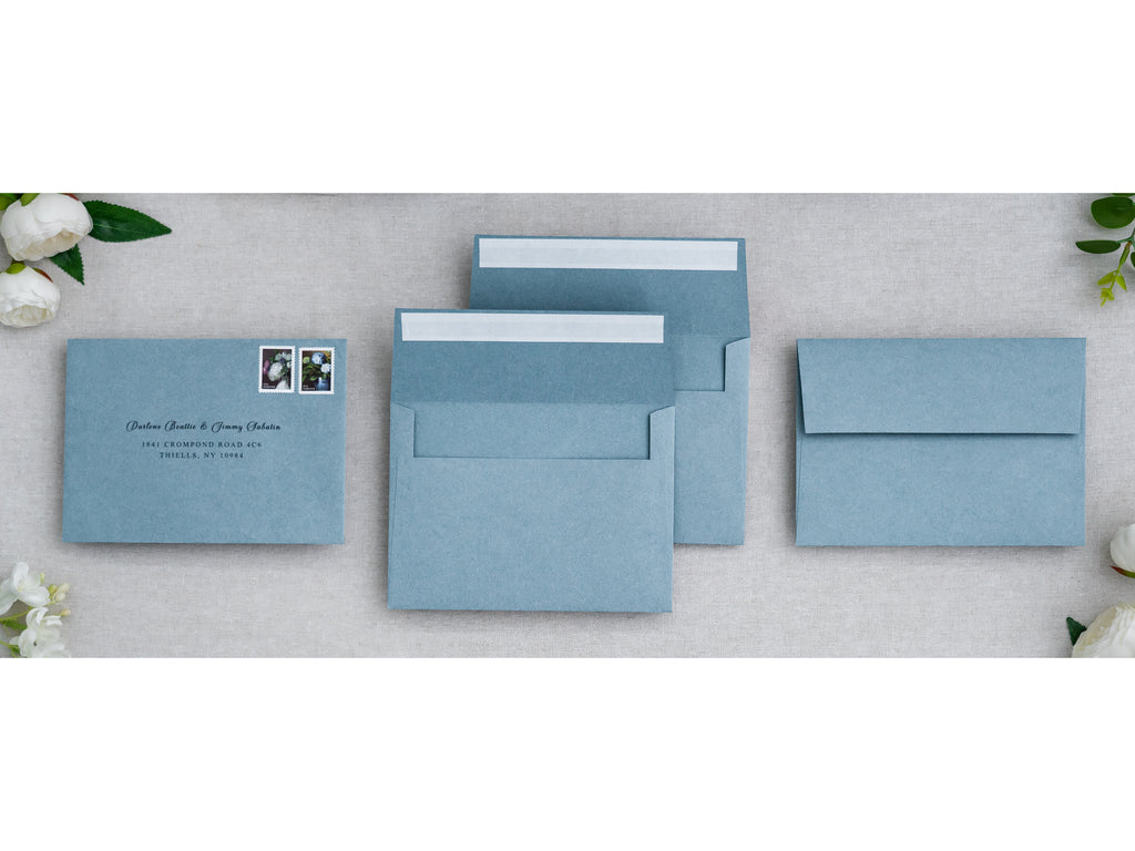 PONATIA 50 Pieces 5x7 Dusty Blue Envelopes, A7 Envelopes Self Seal for Weddings, Invitation Cards