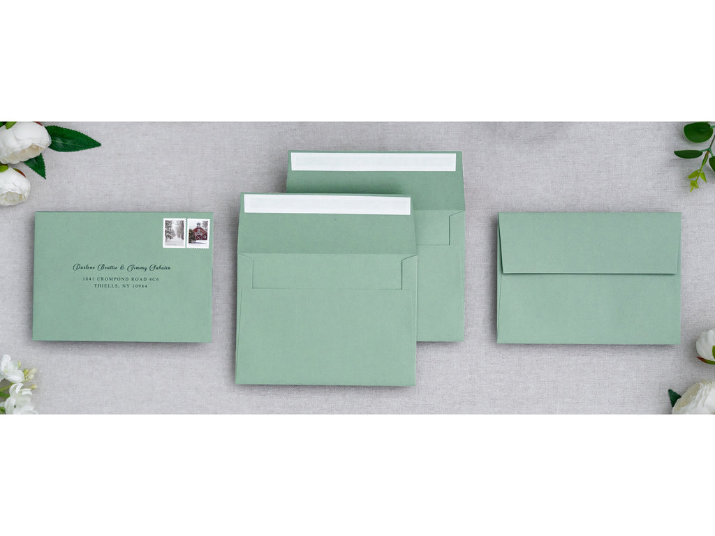 PONATIA 50 Pieces 5x7 Light Sage Green Envelopes, A7 Envelopes Self Seal for Weddings, Invitation Cards