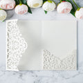 PONATIA  20PCS Ivory Laser Cut Wedding Invitations Pockets