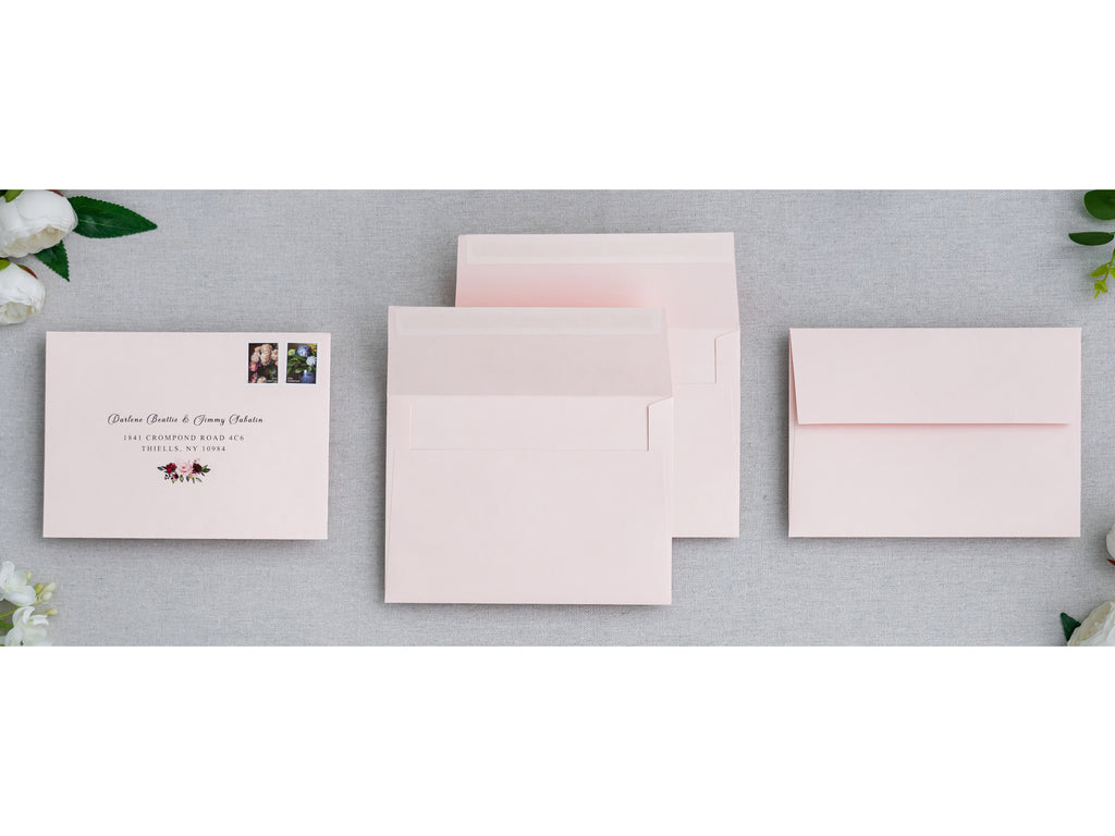 PONATIA 50 Pieces 5x7 Blush Pink Envelopes, A7 Envelopes Self Seal for Weddings, Invitation Cards