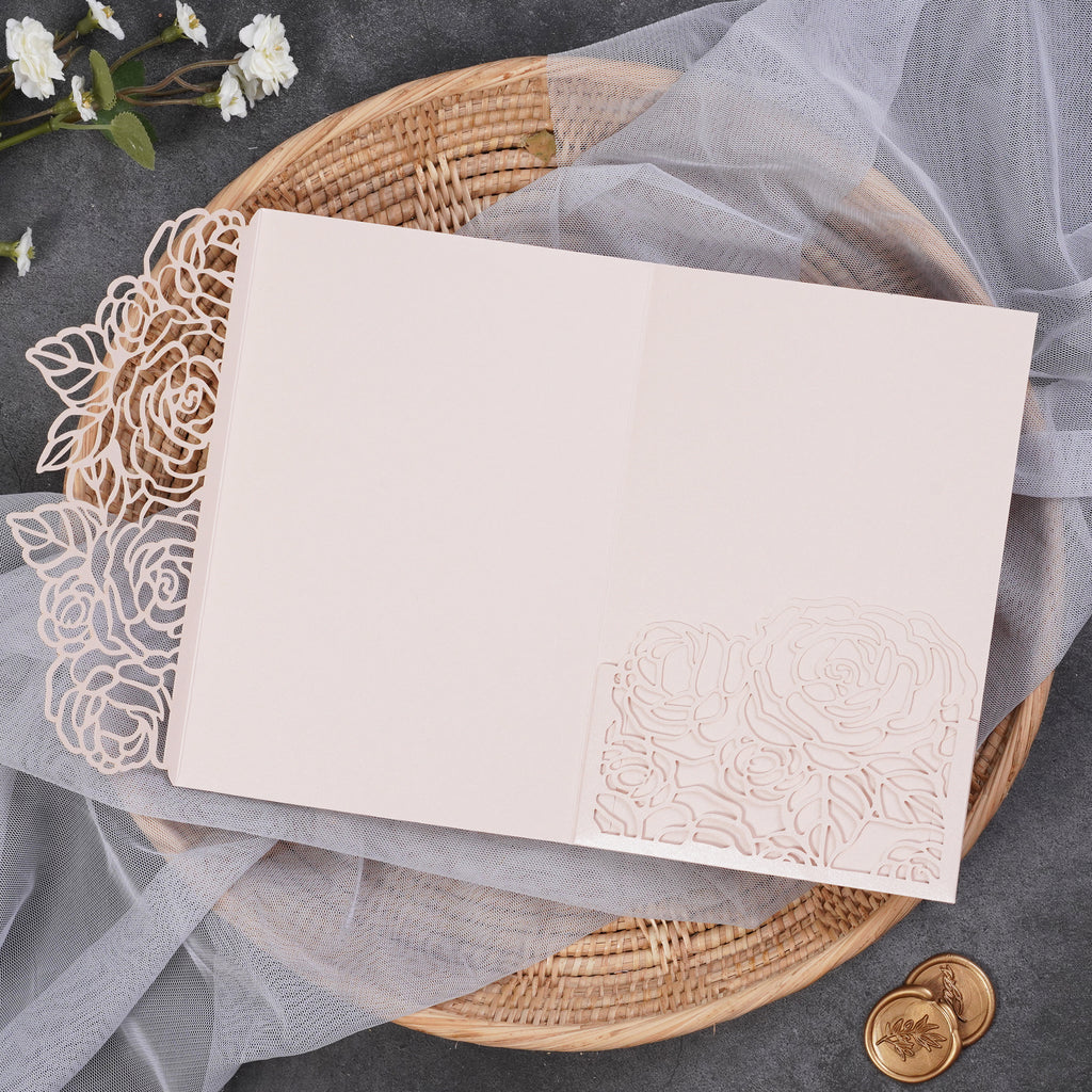 PONATIA Rose Design Tri-fold Laser Cut Pockets Collection PA-254