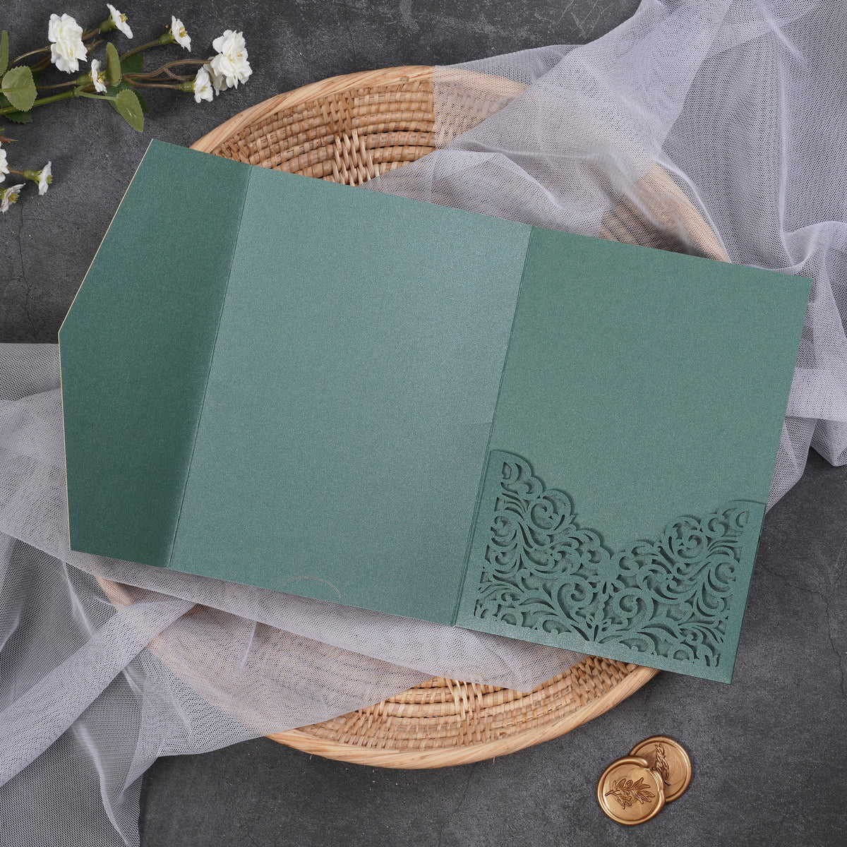 PONATIA Two-color Classic Tri-fold Laser Cut Pockets PA-121