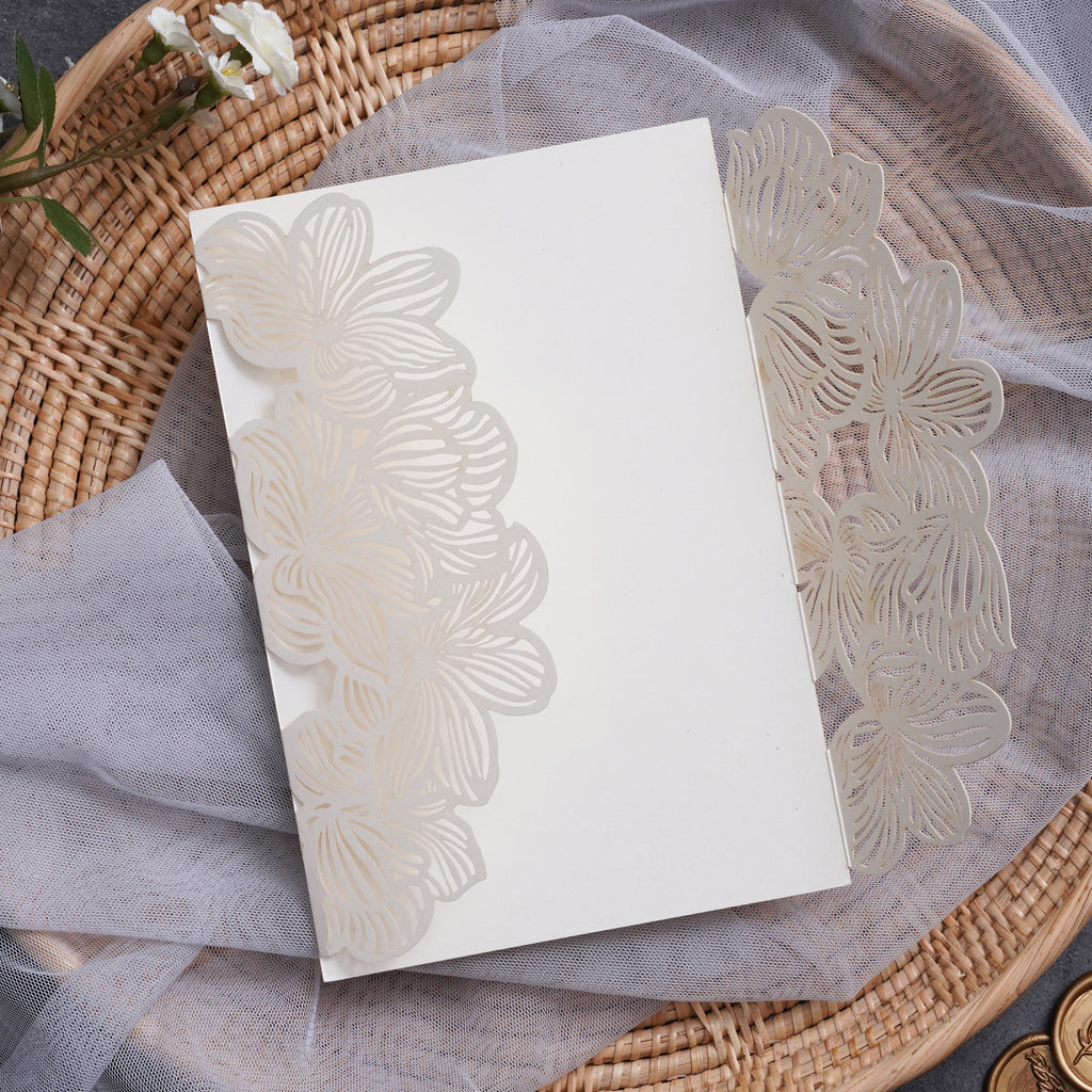 PONATIA Ivory Exquisite Flower Laser Cut Pockets WPL0020