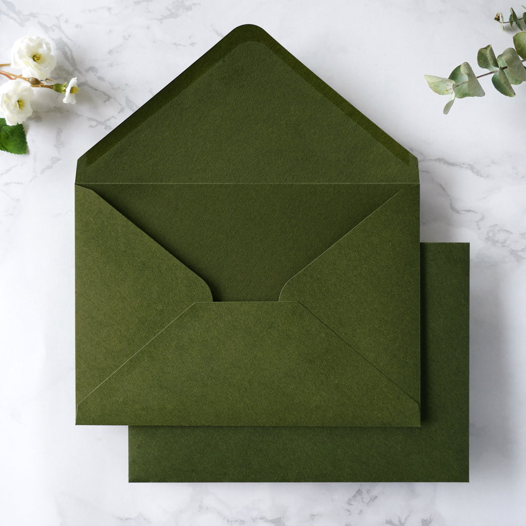 PONATIA 50 Pcs A7 Olive Green Envelopes for 5x7 Weddings Invitation Cards