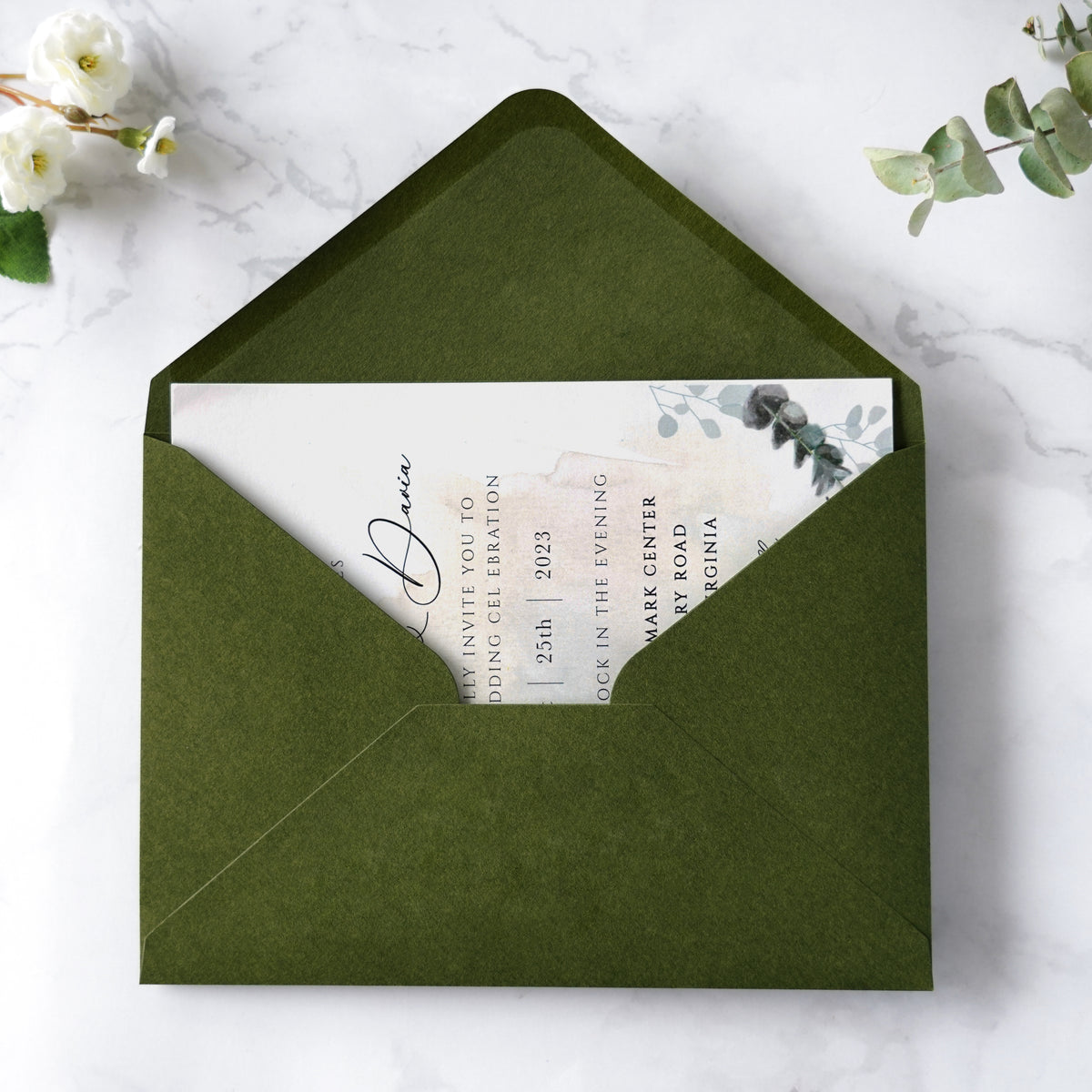 PONATIA 50 Pcs A7 Olive Green Envelopes for 5x7 Weddings Invitation Cards