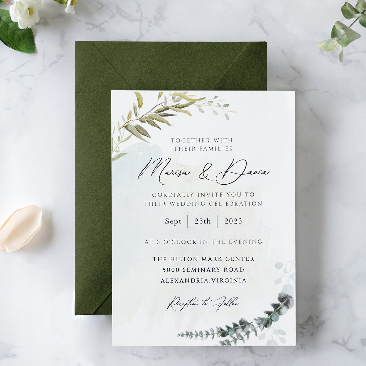 PONATIA 50 Pcs A7 Olive Green Envelopes for 5x7 Weddings Invitation Cards