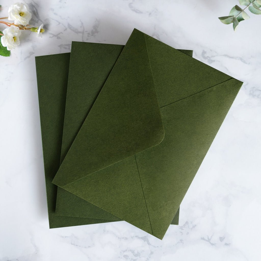 PONATIA 50 Pcs A7 Olive Green Envelopes for 5x7 Weddings Invitation Cards