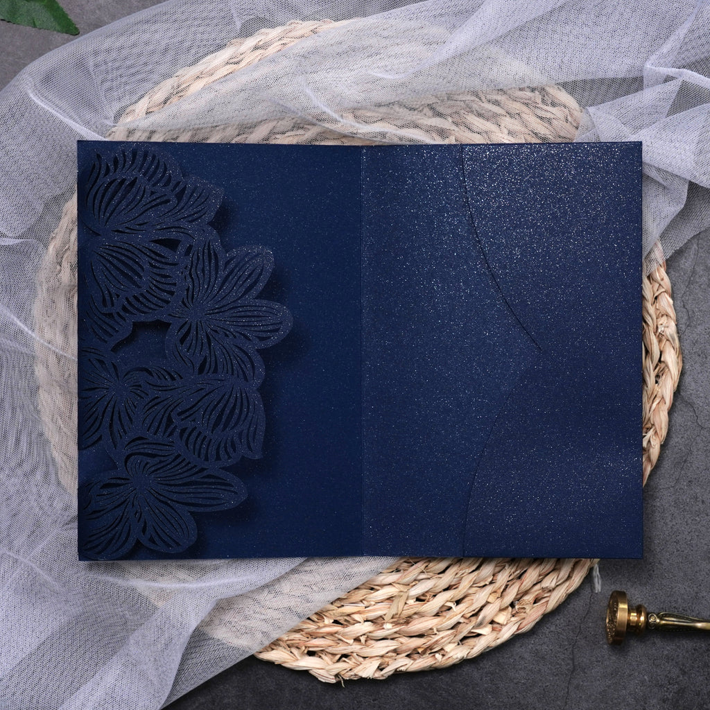 PONATIA Tri-Fold Exquisite Flower Laser Cut Pockets Series PA-2120