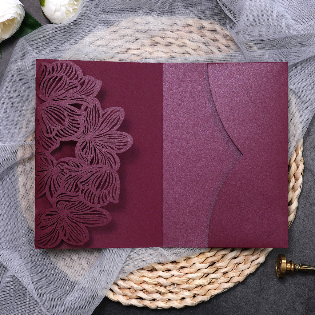 PONATIA Tri-Fold Exquisite Flower Laser Cut Pockets Series PA-2120