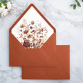 PONATIA 50 Pieces Burnt Orange Liner Euro Flap Envelopes for  Wedding Invitation Card