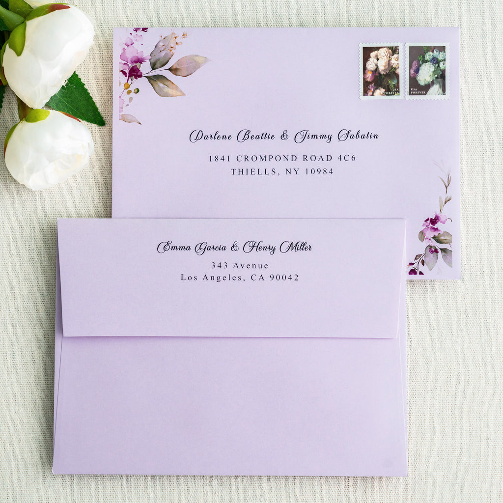 PONATIA 50 Pieces 5x7 Lilac Envelopes, A7 Envelopes Self Seal for Weddings, Invitation Cards