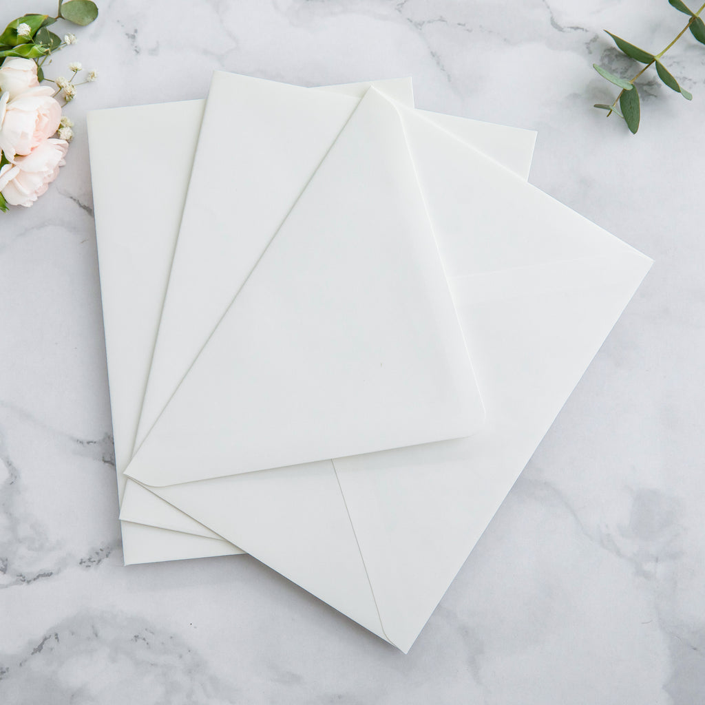 PONATIA 50 Pieces Ivory Euro Flap Envelopes for  Wedding Invitation Card