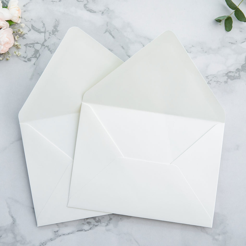 PONATIA 50 Pieces Ivory Euro Flap Envelopes for  Wedding Invitation Card