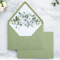 PONATIA 50 Pieces Sage Green & Flowers Liner Euro Flap Envelopes for  Wedding Invitation Card