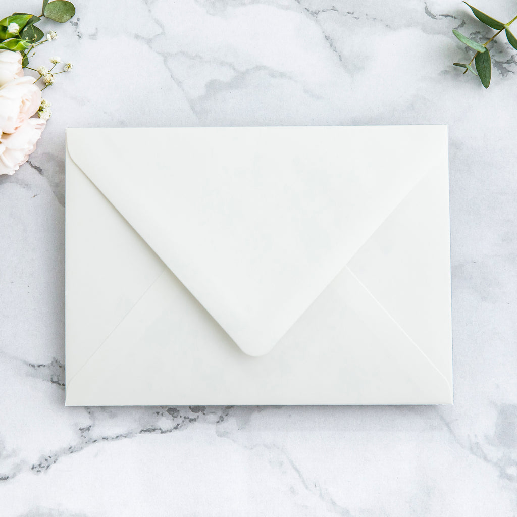 PONATIA 50 Pieces Ivory & Boho Floral Liner Euro Flap Envelopes for  Wedding Invitation Card