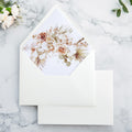 PONATIA 50 Pieces Ivory & Boho Floral Liner Euro Flap Envelopes for  Wedding Invitation Card