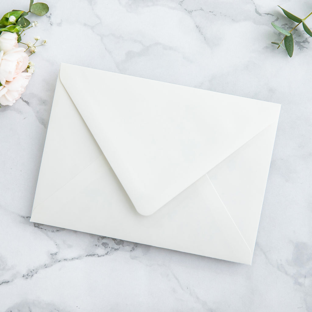 PONATIA 50 Pieces Ivory & Boho Floral Liner Euro Flap Envelopes for  Wedding Invitation Card