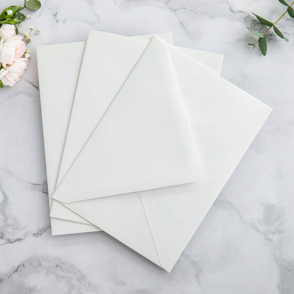 PONATIA 50 Pieces Ivory & Wild Flower Liner Euro Flap Envelopes for  Wedding Invitation Card