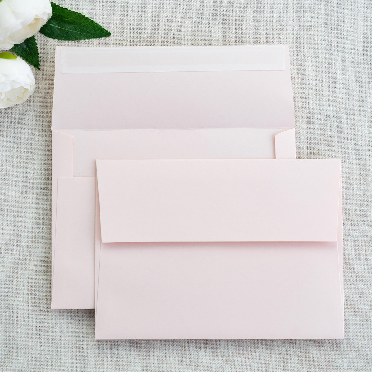 PONATIA 50 Pieces 5x7 Blush Pink Envelopes, A7 Envelopes Self Seal for Weddings, Invitation Cards