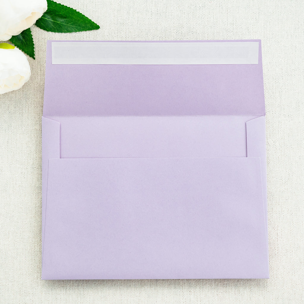 PONATIA 50 Pieces 5x7 Lilac Envelopes, A7 Envelopes Self Seal for Weddings, Invitation Cards