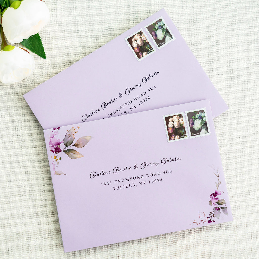 PONATIA 50 Pieces 5x7 Lilac Envelopes, A7 Envelopes Self Seal for Weddings, Invitation Cards
