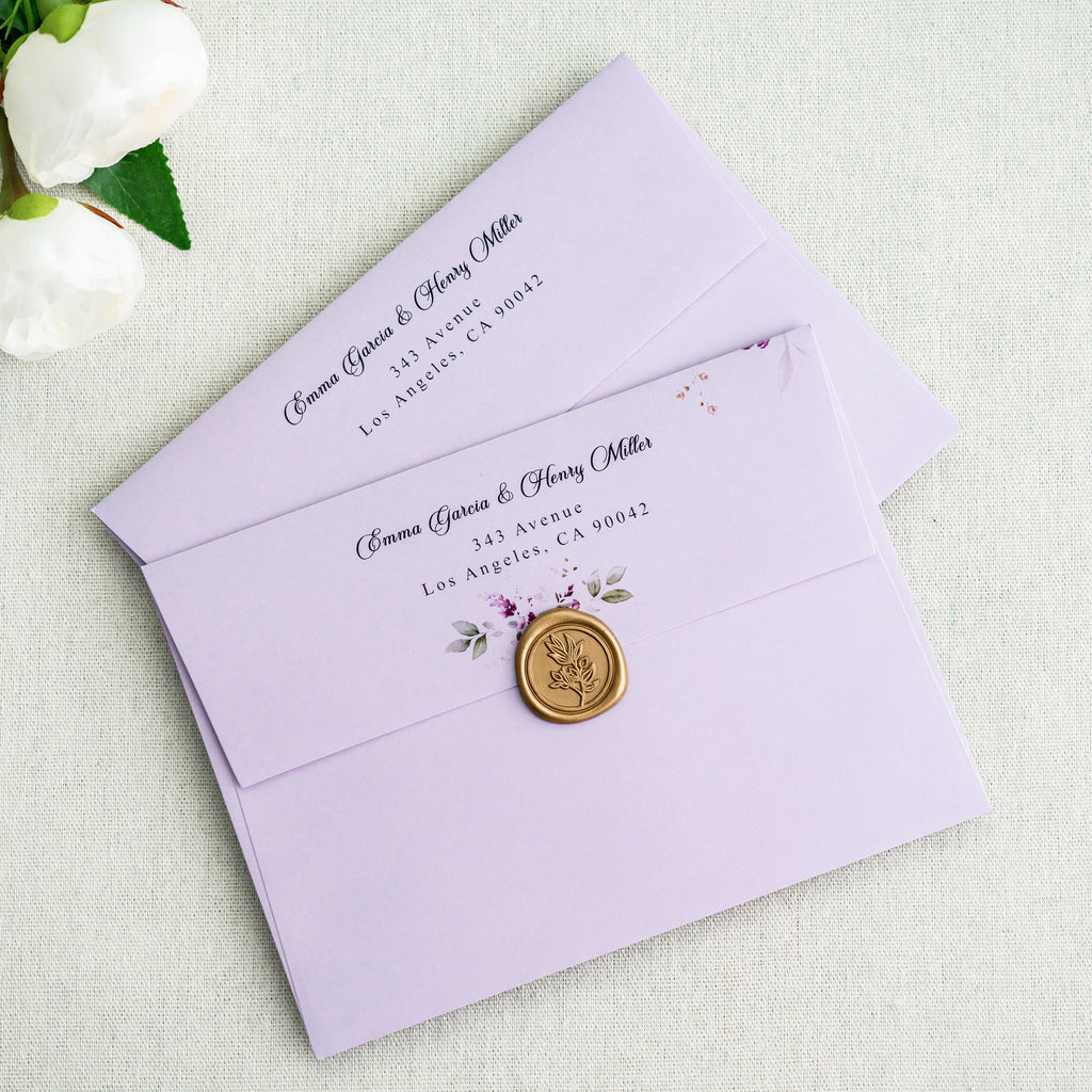 PONATIA 50 Pieces 5x7 Lilac Envelopes, A7 Envelopes Self Seal for Weddings, Invitation Cards